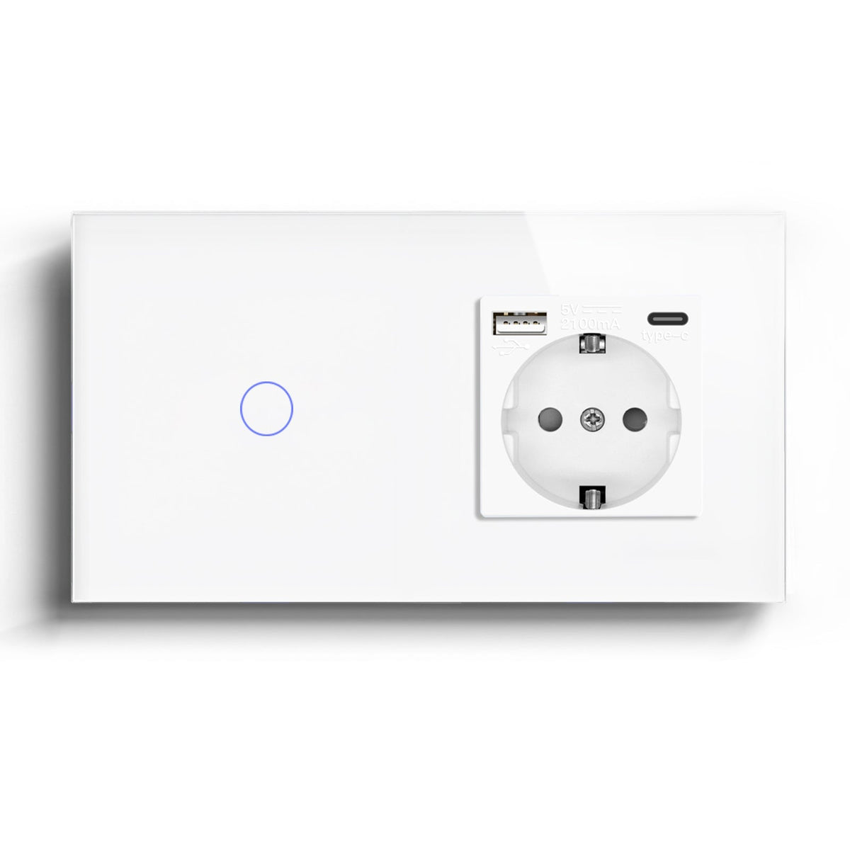 BSEED Tuya No Neutral Line Zigbee Smart Sensor Switch 1/2/3Gang Plus EU Wall Socket With Type-C USB Electric Plug Smart Life Alexa APP Control Need Gateway Power Outlets & Sockets Bseedswitch White 1Gang