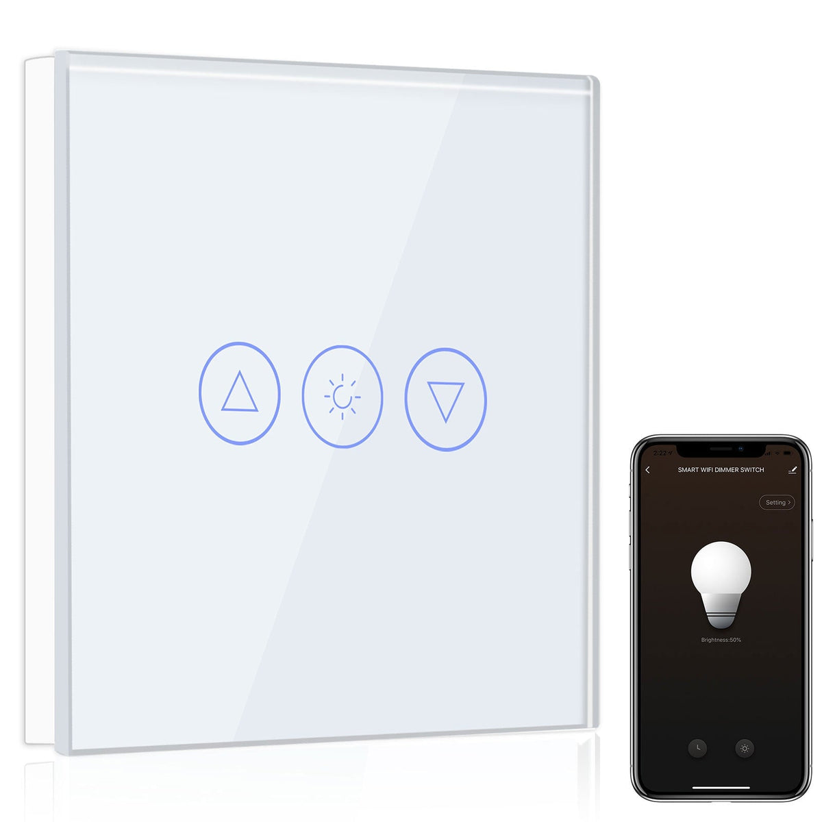 Bseed Smart Wifi Light Dimmer 1 Gang Wireless Wifi For Smart Home Wall Plates & Covers Bseedswitch White