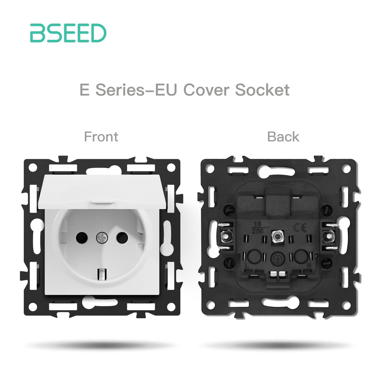 BSEED DIY Part Customized Free Combinations Mechanical Switch Socket Insert White Color Crystal Glass Panel Light Switches Bseedswitch Eu socket with Cover