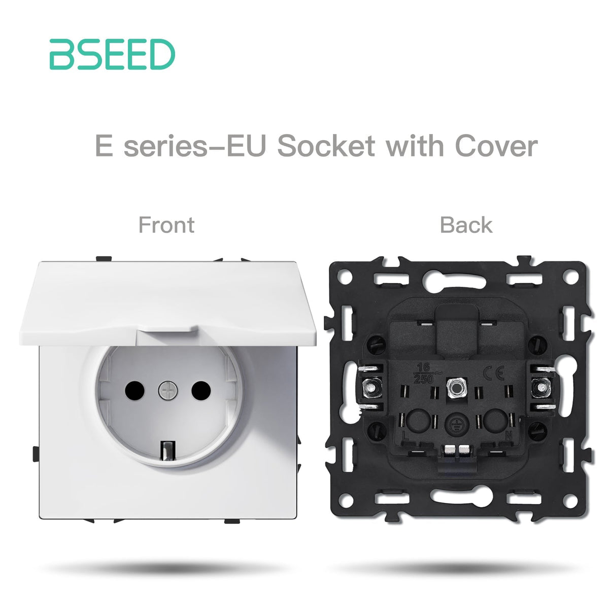 Grand Series DIY Part Customized free combinations Plastic Panels White Color Power Outlets & Sockets Bseedswitch EU Socket with Cover