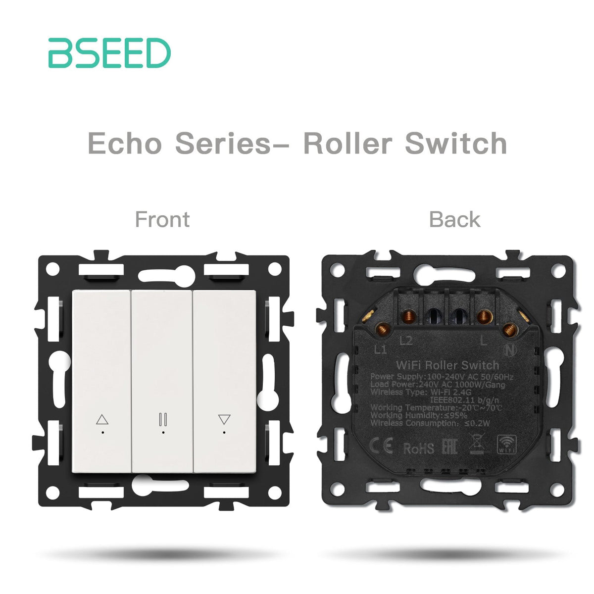 BSEED DIY Part Customized Free Combinations Mechanical Switch Socket Insert White Color Crystal Glass Panel Light Switches Bseedswitch Wifi Blind SWitch