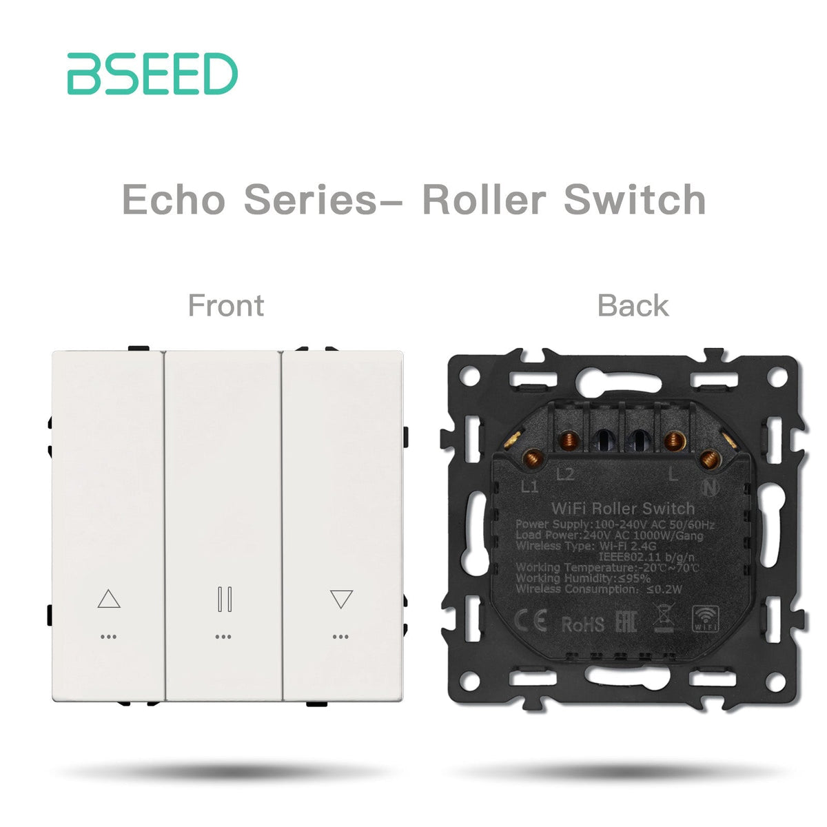 BSEED Product Customization Bseedswitch Echo Grand series wifi roller shutter switch insert black