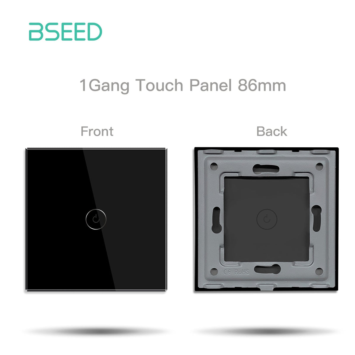 Bseed 86mm Glass Panel Switch DIY Part With Or Without Icon Bseedswitch Black Wifi 1Gang Switch icon Panel