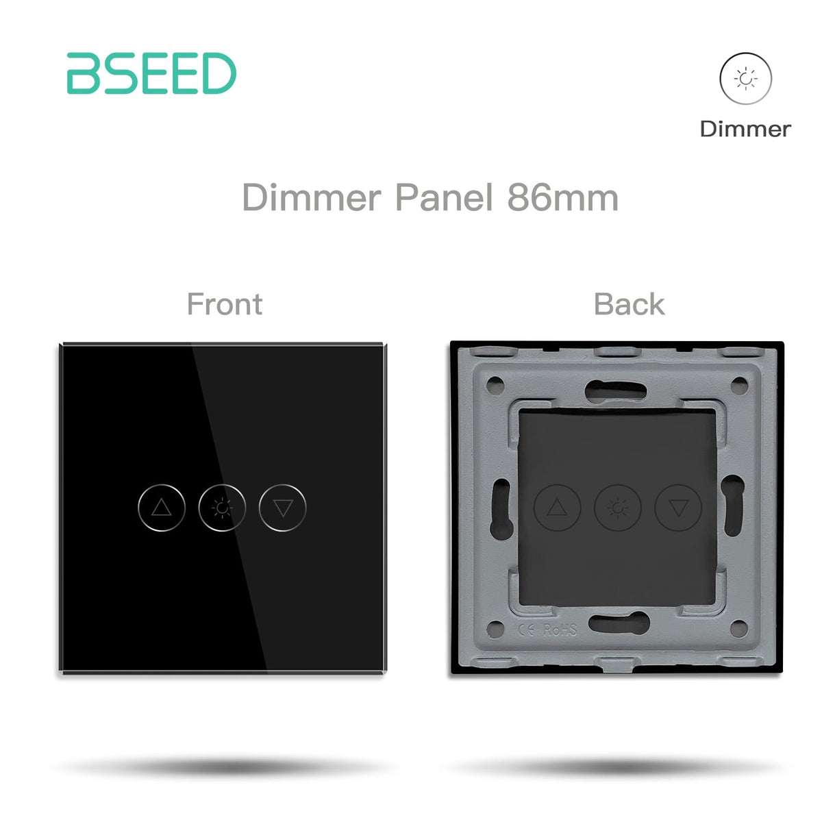 Bseed 86mm Glass Panel Switch DIY Part With Or Without Icon Bseedswitch Black dimmer switch icon panel