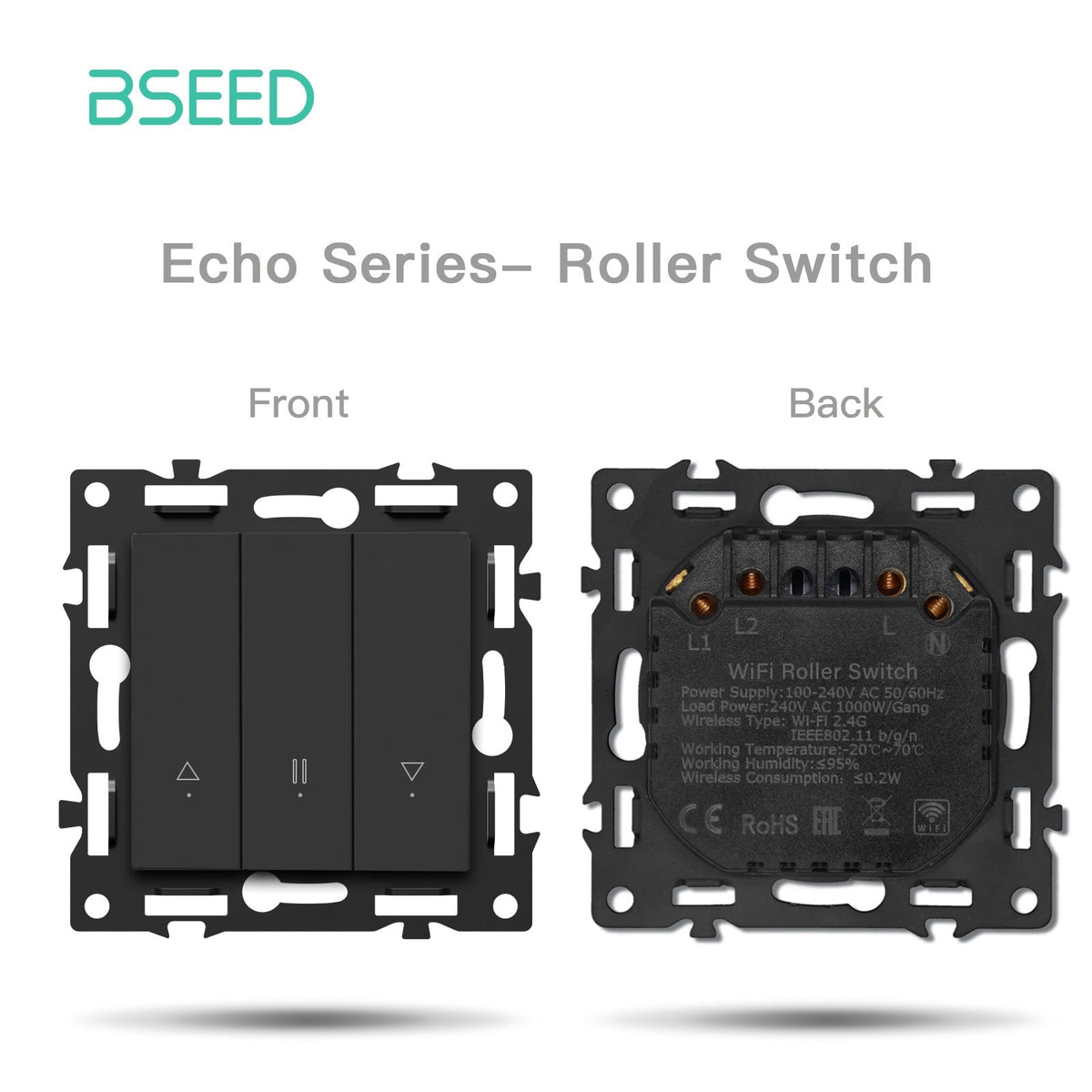 BSEED DIY Part Customized Free Combinations Mechanical Switch Socket Insert Black Color Crystal Glass Panel Light Switches Bseedswitch Wifi Blind Switch