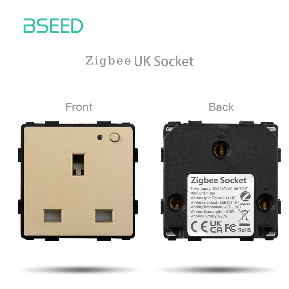 Bseed Crystal Glass Panel Switch Socket Frame Wall Plug Insert Parts DIY Free Combination Gold Color Light Switches Bseedswitch