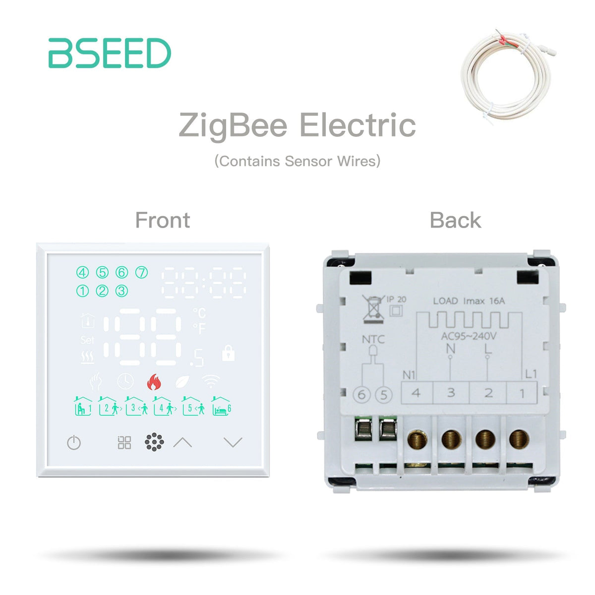 BSEED LED Screen Floor Heating Zigbee Room Thermostat Controller DIY function key Thermostats Bseedswitch White ZigBee Electric