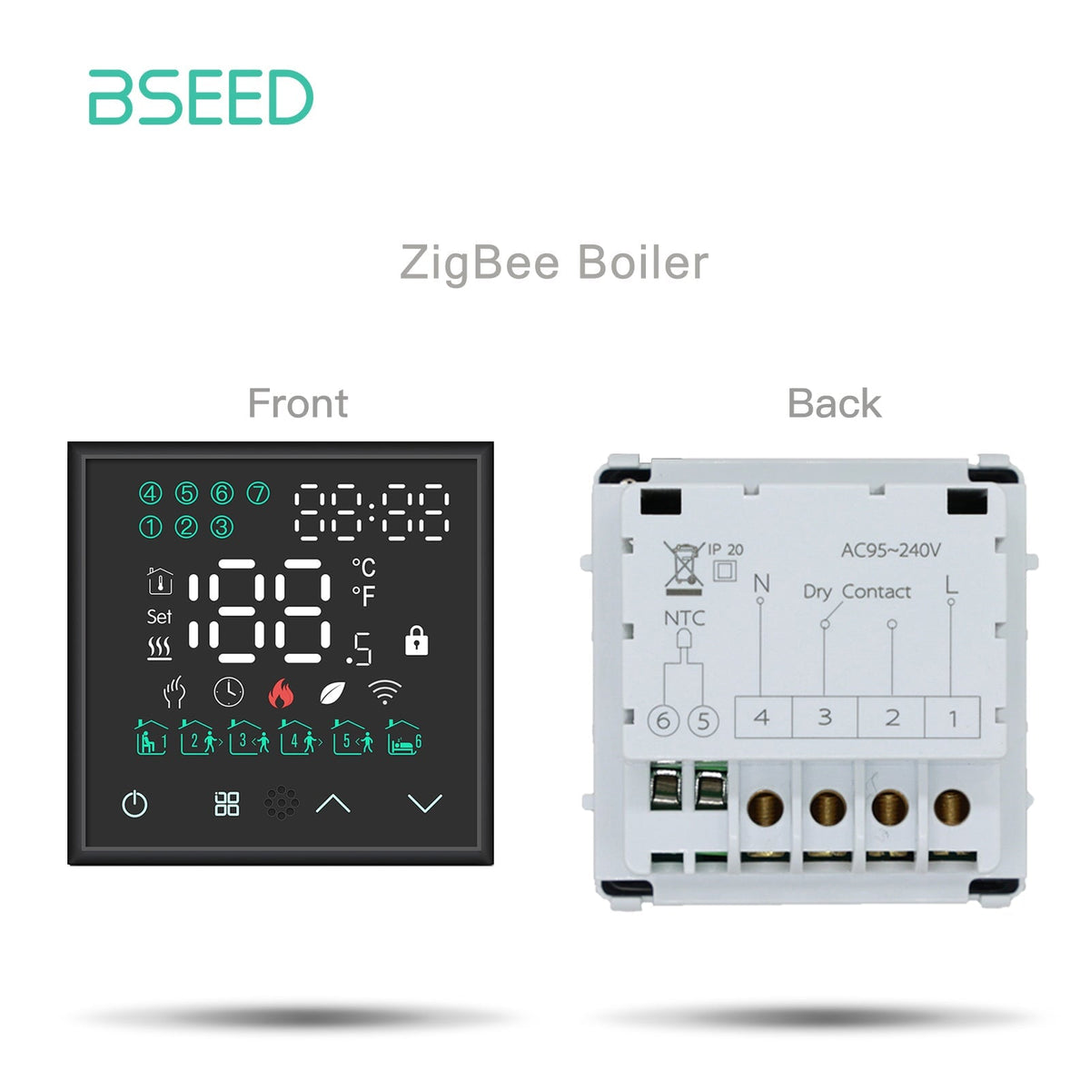 BSEED LED Screen Floor Heating Zigbee Room Thermostat Controller DIY function key Thermostats Bseedswitch Black ZigBee Boiler