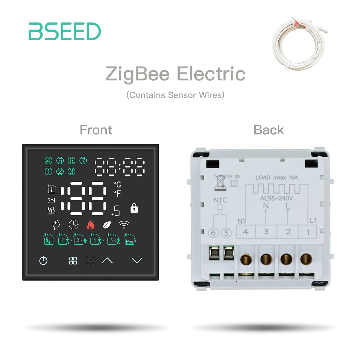 BSEED LED Screen Floor Heating Zigbee Room Thermostat Controller DIY function key Thermostats Bseedswitch Black ZigBee Electric