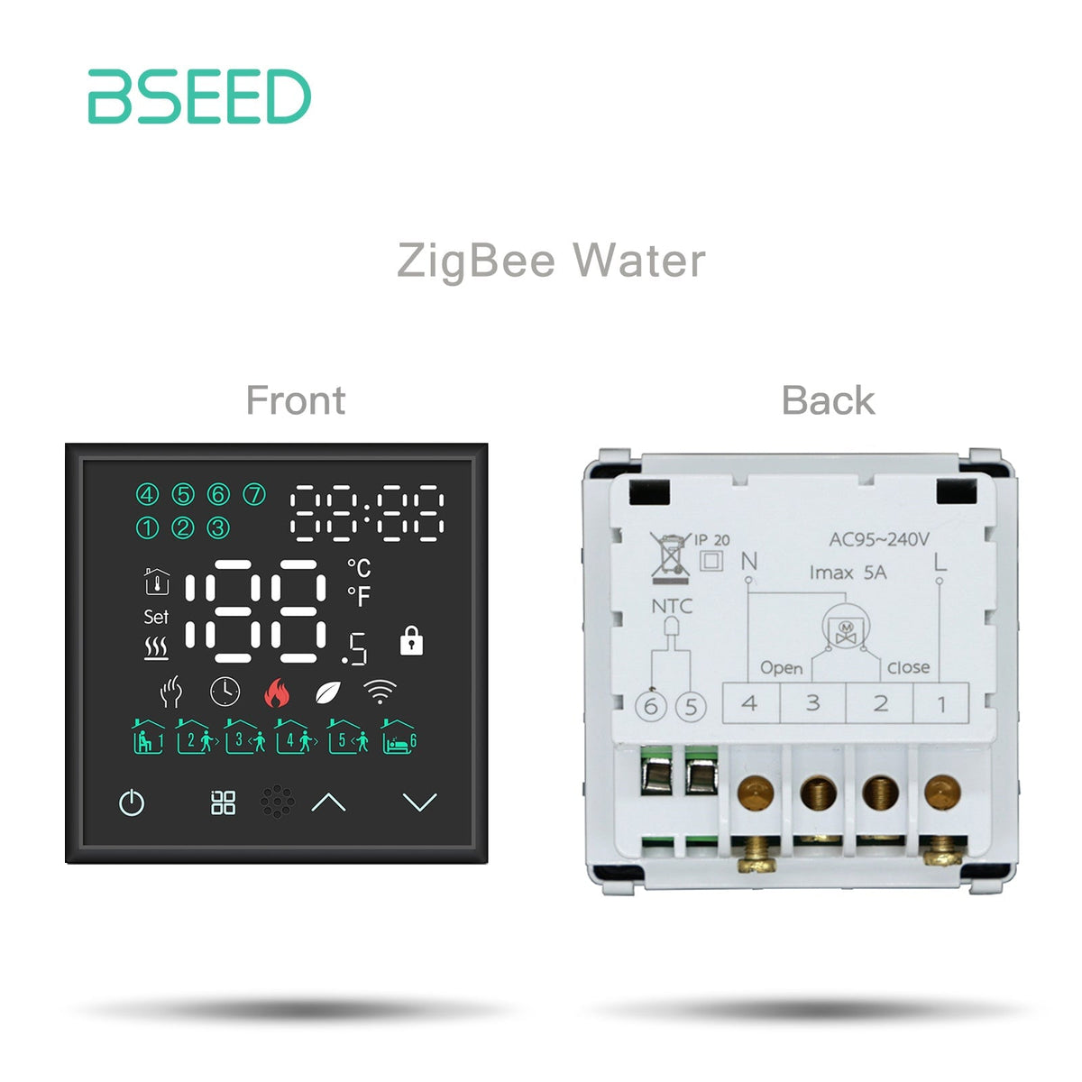 BSEED LED Screen Floor Heating Zigbee Room Thermostat Controller DIY function key Thermostats Bseedswitch Black ZigBee Water