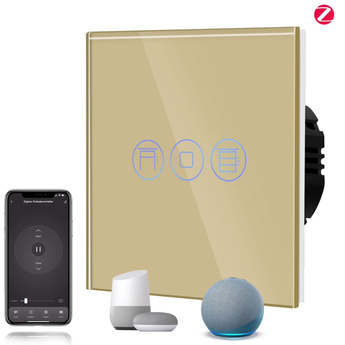BSEED Zigbee Shutter Switch Smart Wall Touch Switch Bseedswitch Gold