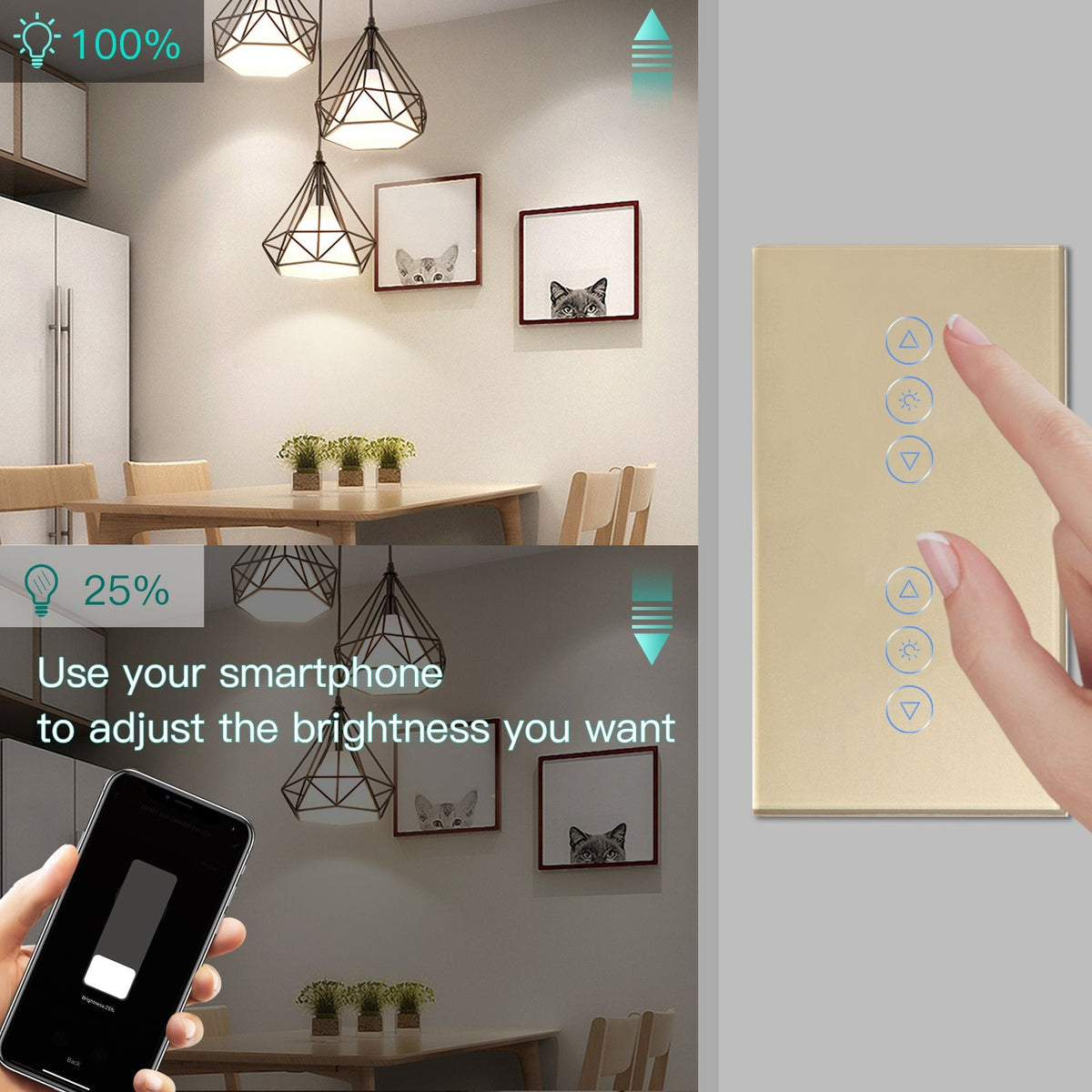 Bseed Nouveau variateur d’éclairage Zigbee à double touche, interrupteurs intelligents Bseedswitch