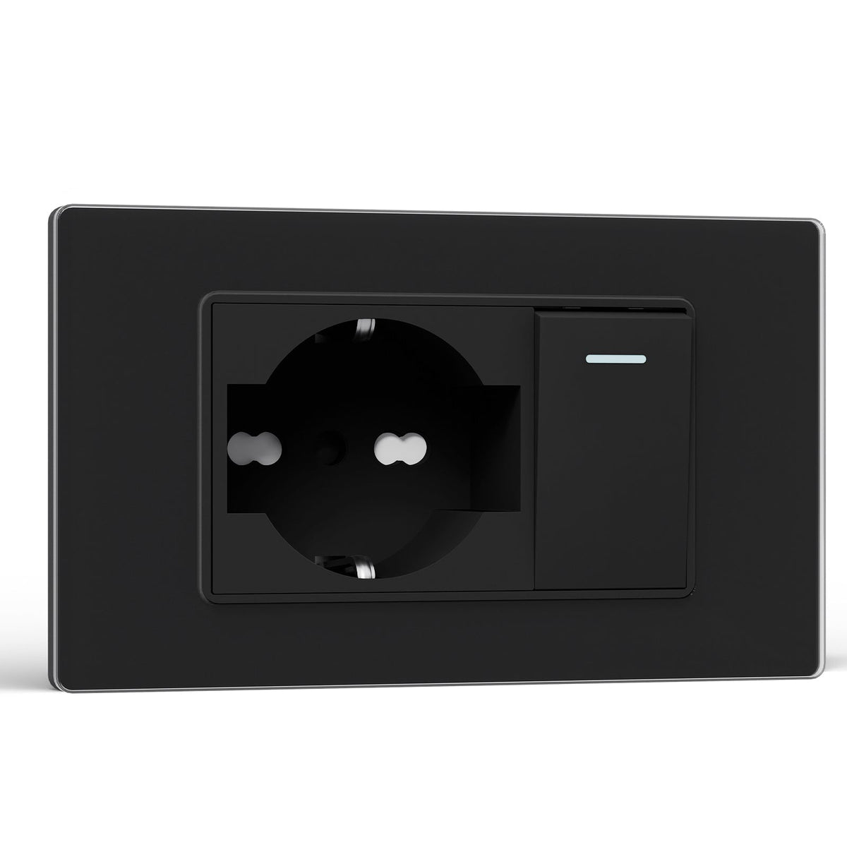 Traditional mechanical Light switch With Socket 16A Wall Plug Applicable in EU and Italy socket Bseedswitch Black 1Way