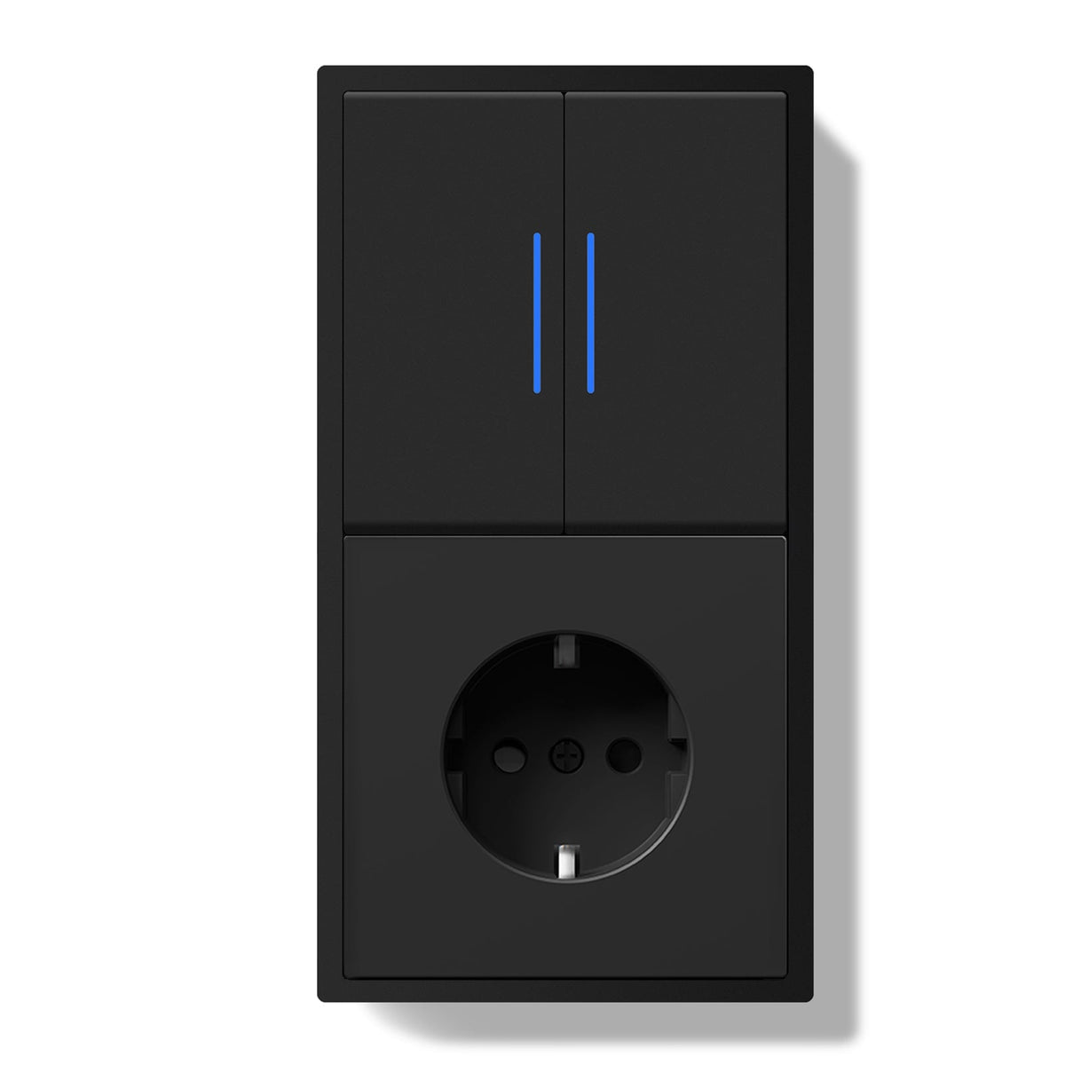 Grand Series Mechanical Light switch With Neon With Wall EU Socket with Clamping Technology Light Switches Bseedswitch Black 2 Gang 2Way