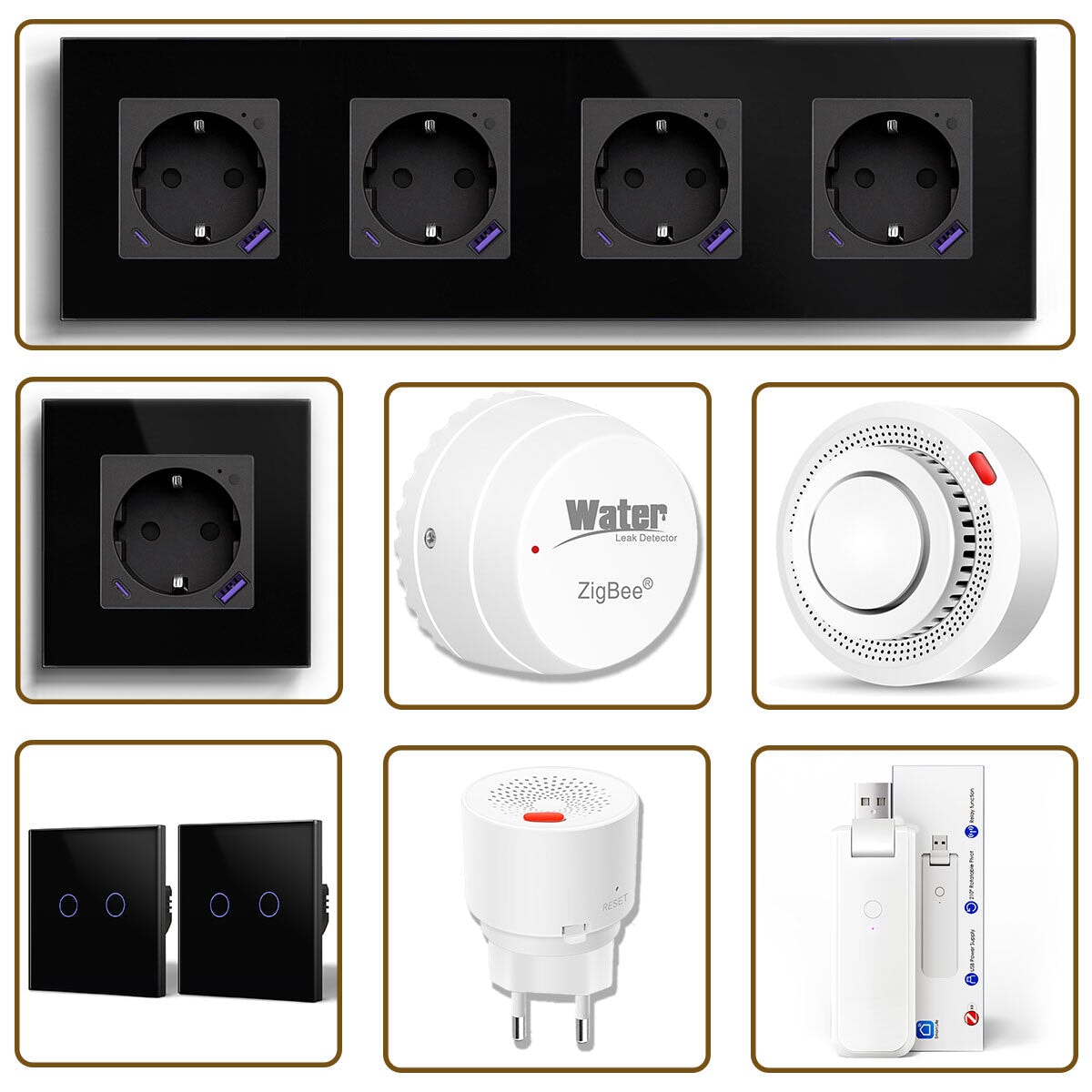 Zigbee Smart Home Solutions Kit Customized Kitchen Sets Work with Alexa Google assistant Home Automation Kits Bseedswitch Black