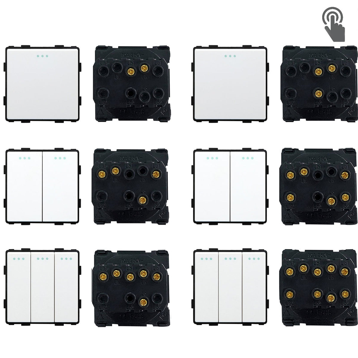 Bseed 1/2/3 Gang 1/2/3 Way Button Light Switch Function Key Touch Control Cross Switch Light Switches Bseedswitch
