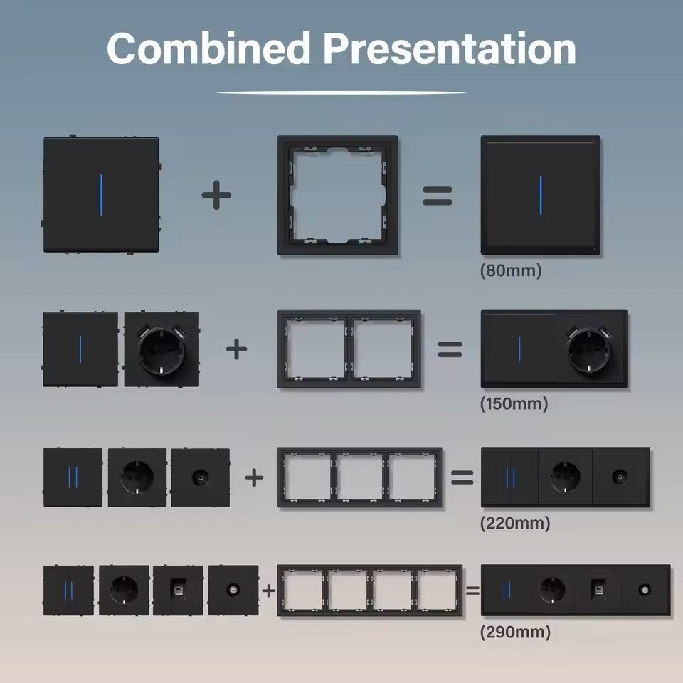 Grand Series DIY Part Customized free combinations Plastic Panels Black Color Power Outlets & Sockets Bseedswitch
