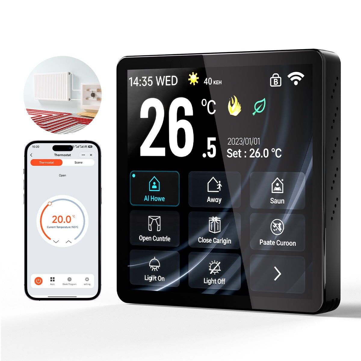 Pannello elettrico per riscaldamento a pavimento BSEED Smart Wifi multifunzione per controllo centralizzato domestico, pannello di controllo acqua nero Bseedswitch