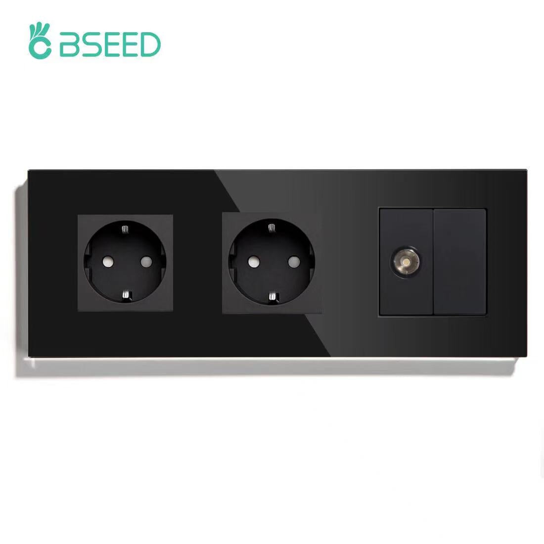 BSEED Product Customization Bseedswitch double eu socket with tv socket and blank key