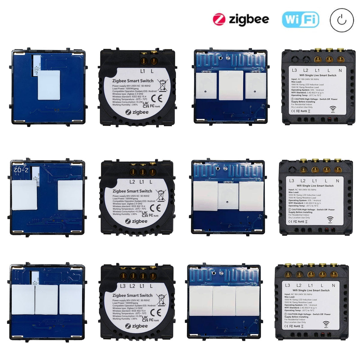 Bseed Live Line Only ZigBee Wifi Light Switch 1/2/3 Way Function Key DIY Parts Light Switches Bseedswitch