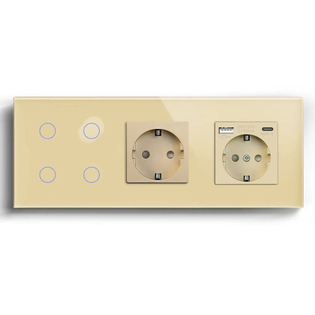 BSEED Product Customization Bseedswitch zigbee 4gang switch with eu socket with eu socket and usb-d port