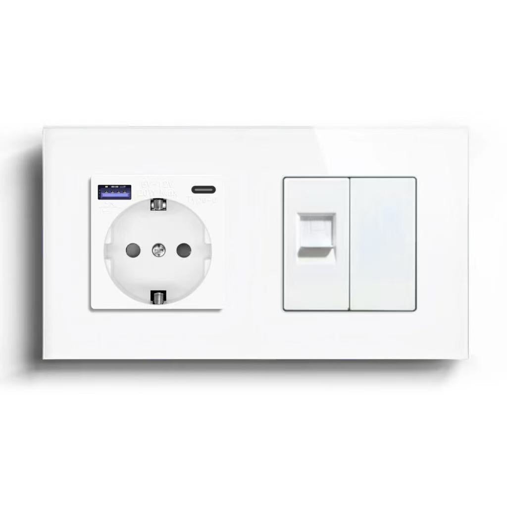 BSEED Product Customization Bseedswitch eu socket and fast charge usb-c port with cat6 socket and blank key