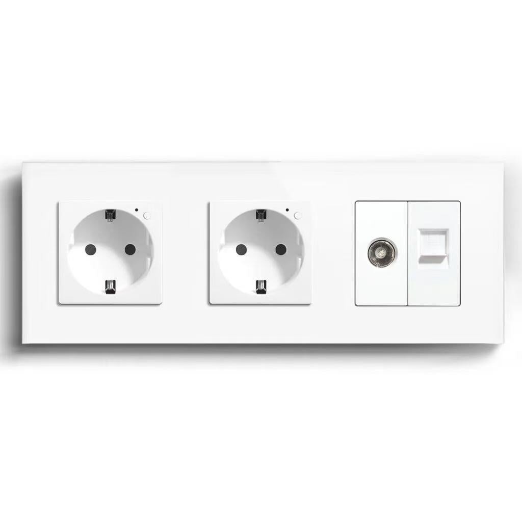 BSEED Product Customization Bseedswitch double eu socket with tv socket and cat6 socket
