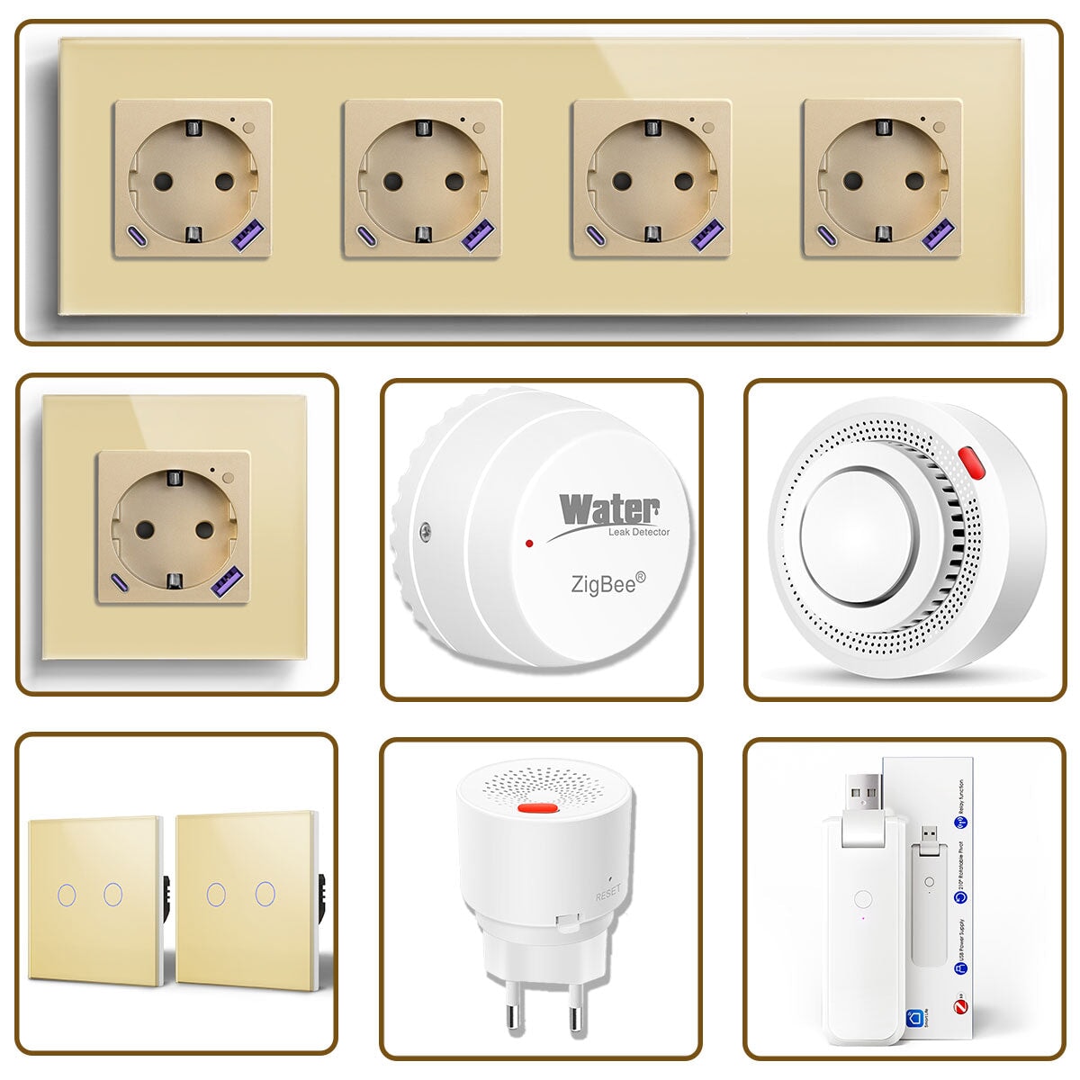 Zigbee Smart Home Solutions Kit Customized Kitchen Sets Work with Alexa Google assistant Home Automation Kits Bseedswitch Gold