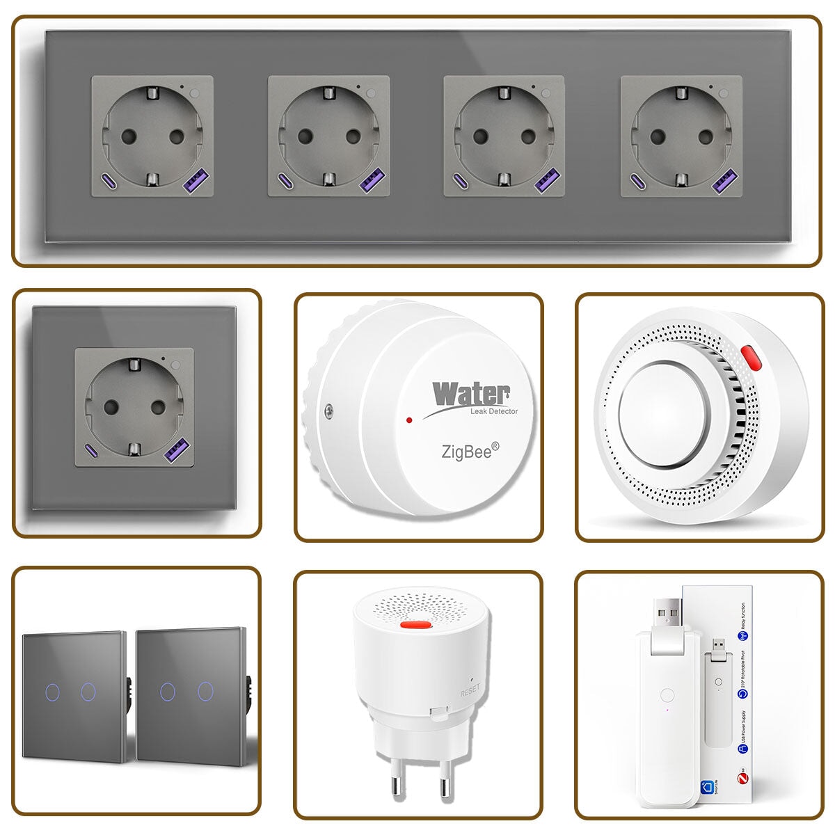 Zigbee Smart Home Solutions Kit Customized Kitchen Sets Work with Alexa Google assistant Home Automation Kits Bseedswitch Gray