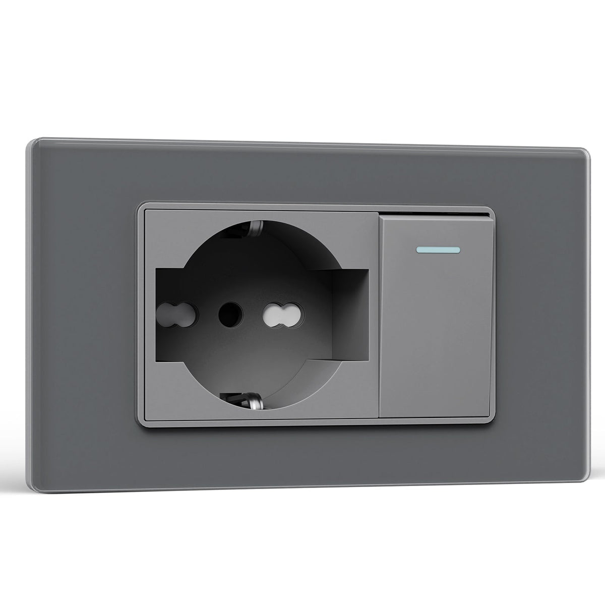 Traditional mechanical Light switch With Socket 16A Wall Plug Applicable in EU and Italy socket Bseedswitch Gray 1Way