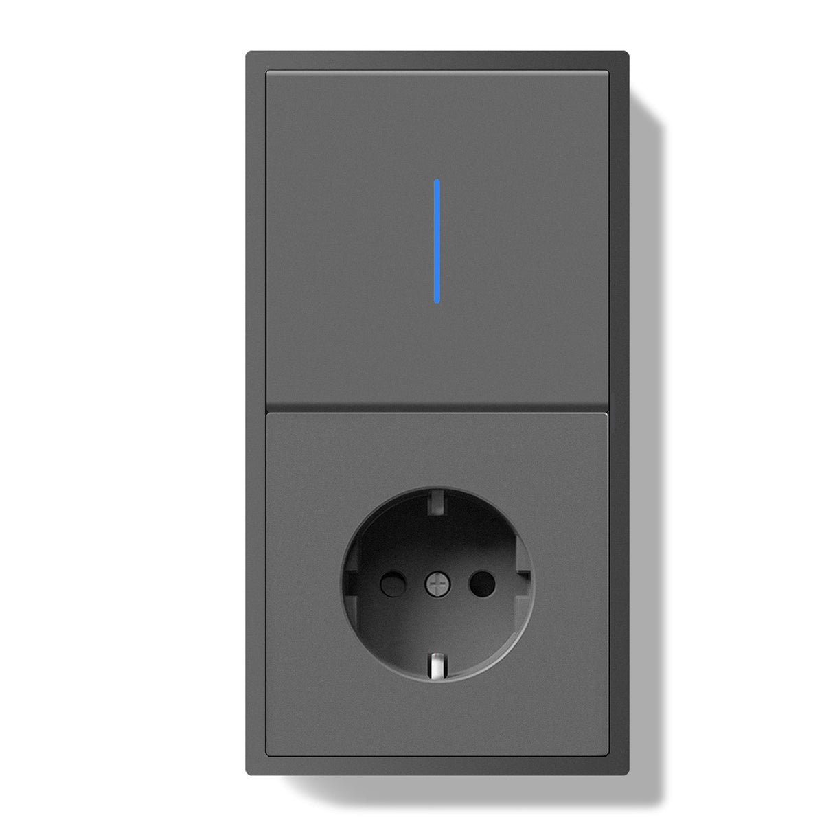 Grand Series Mechanical Light switch With Neon With Wall EU Socket with Clamping Technology Light Switches Bseedswitch Grey 1 Gang 2Way