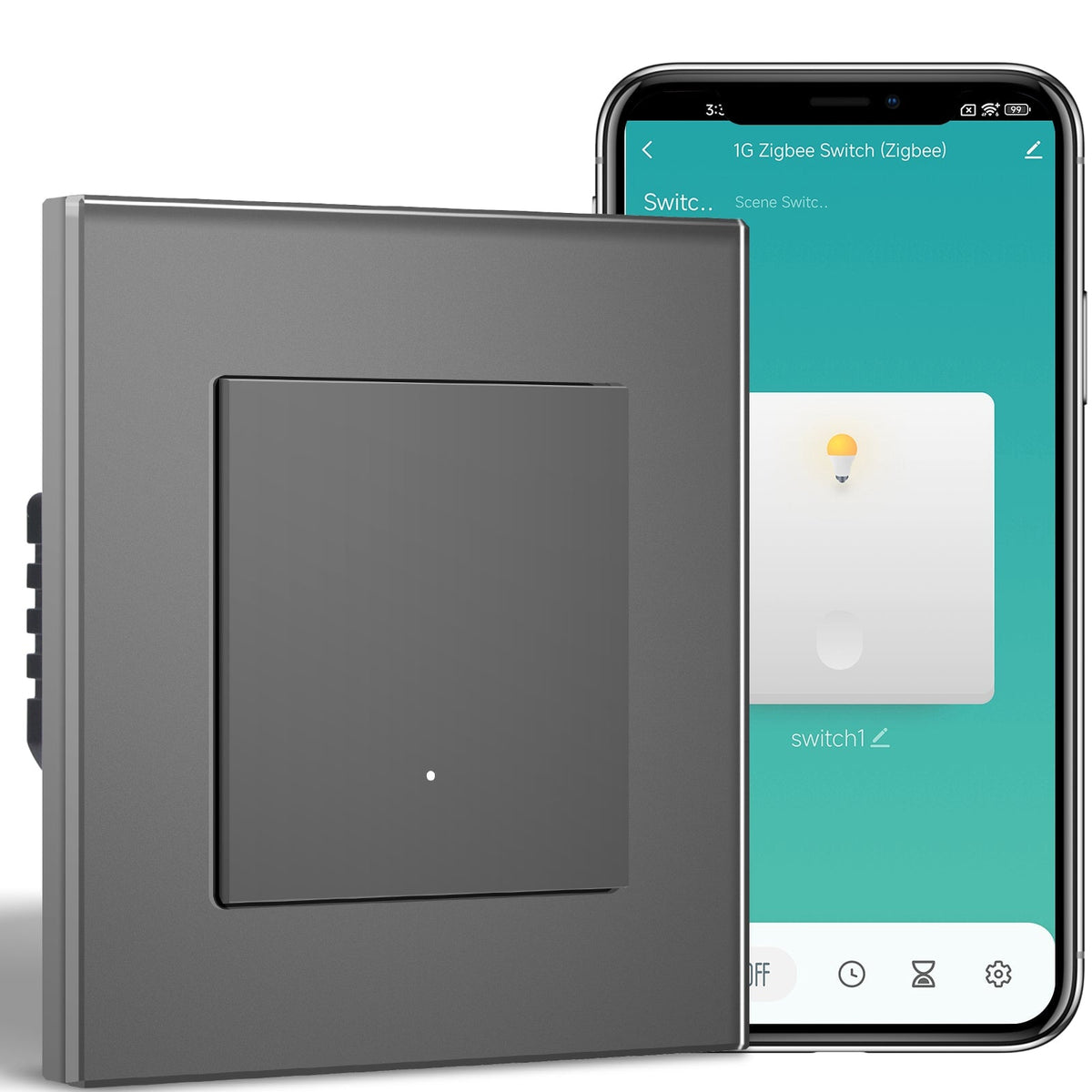 BSEED Smart Zigbee Light Switch (With Neutral) Hub required Switch work with tuya Alexa Light Switches Bseedswitch Grey 1 Gang