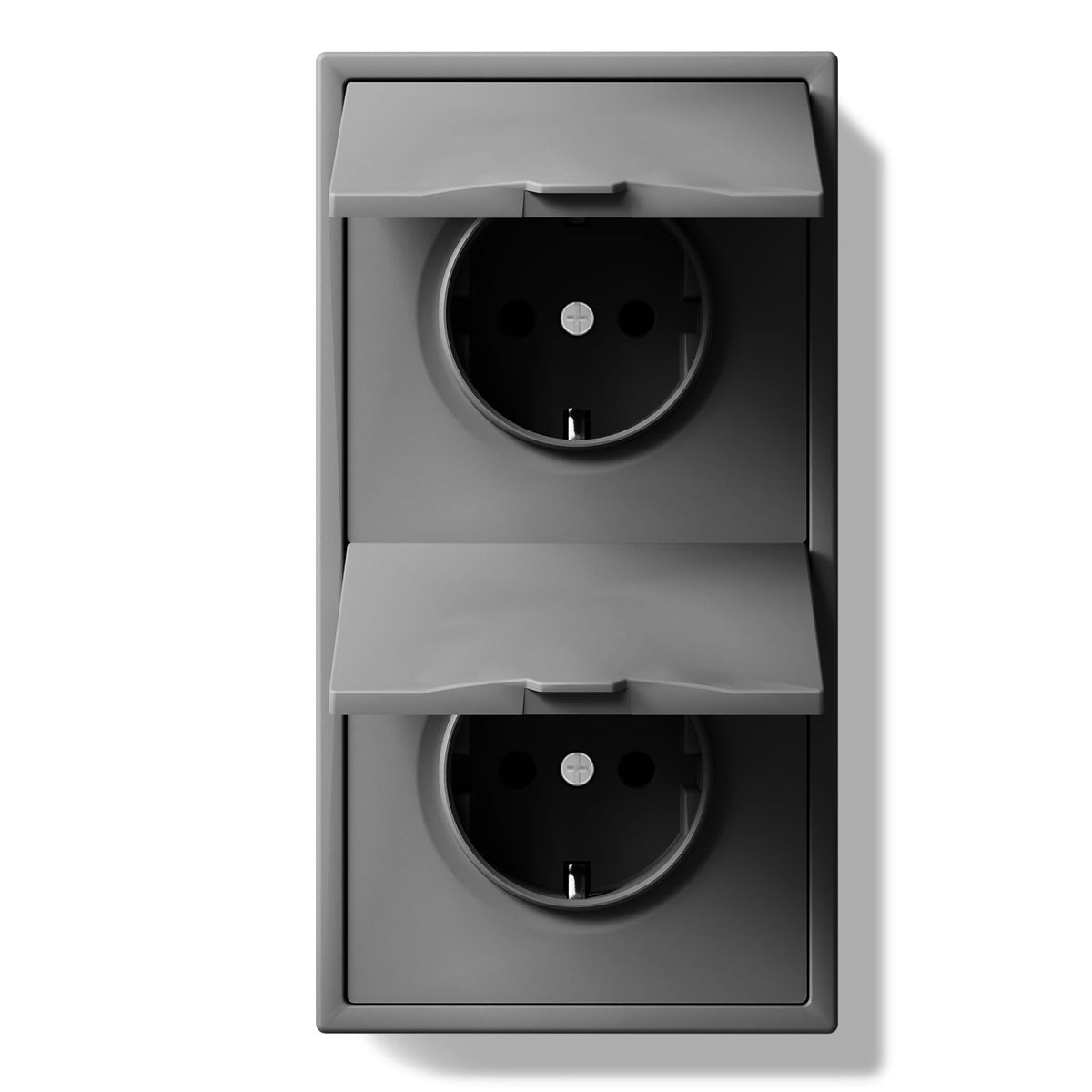 Grand Series EU Wall Sockets with clamping technology With Waterproof Cover plastics Easy Install Socket Power Outlets & Sockets Bseedswitch Grey Double