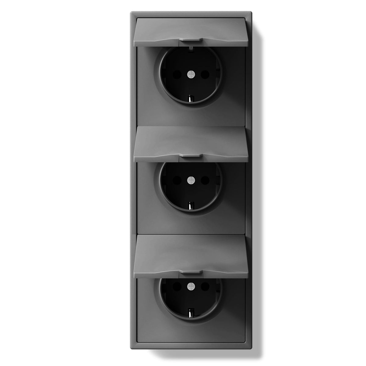 Grand Series EU Wall Sockets with clamping technology With Waterproof Cover plastics Easy Install Socket Power Outlets & Sockets Bseedswitch Grey Triple