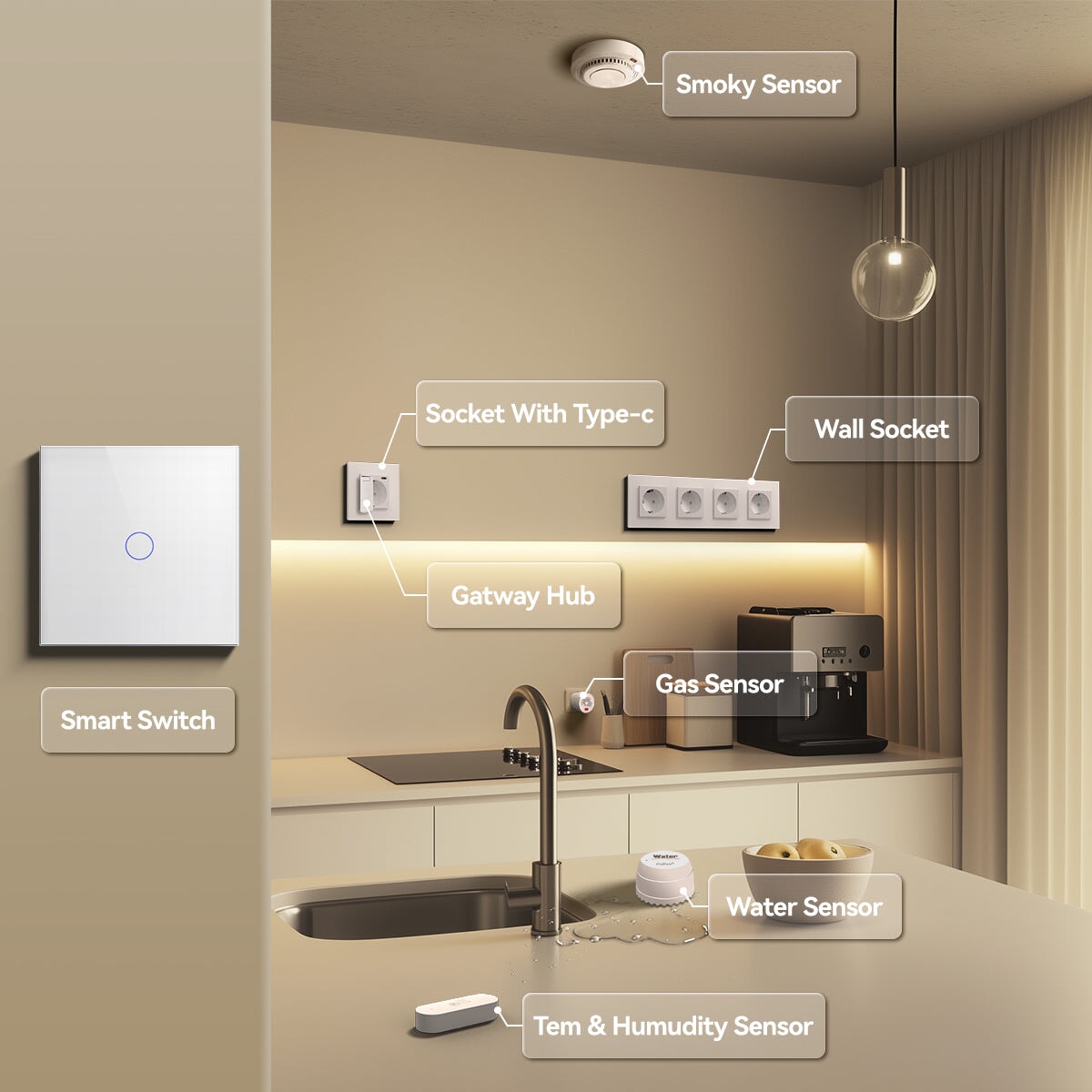Zigbee Customized Kitchen Sets Smart Home Solutions Kit Work with Alexa Google assistant Home Automation Kits Bseedswitch