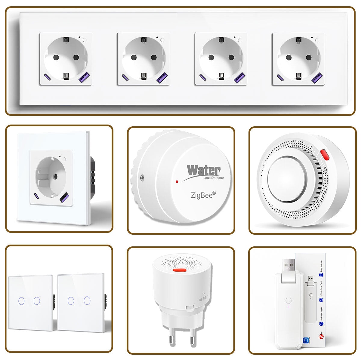 Zigbee Smart Home Solutions Kit Customized Kitchen Sets Work with Alexa Google assistant Home Automation Kits Bseedswitch White