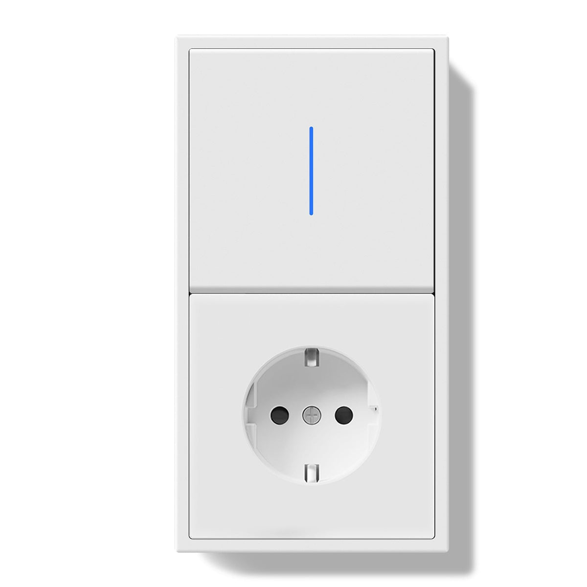 Grand Series Mechanical Light switch With Neon With Wall EU Socket with Clamping Technology Light Switches Bseedswitch White 1 Gang 2Way