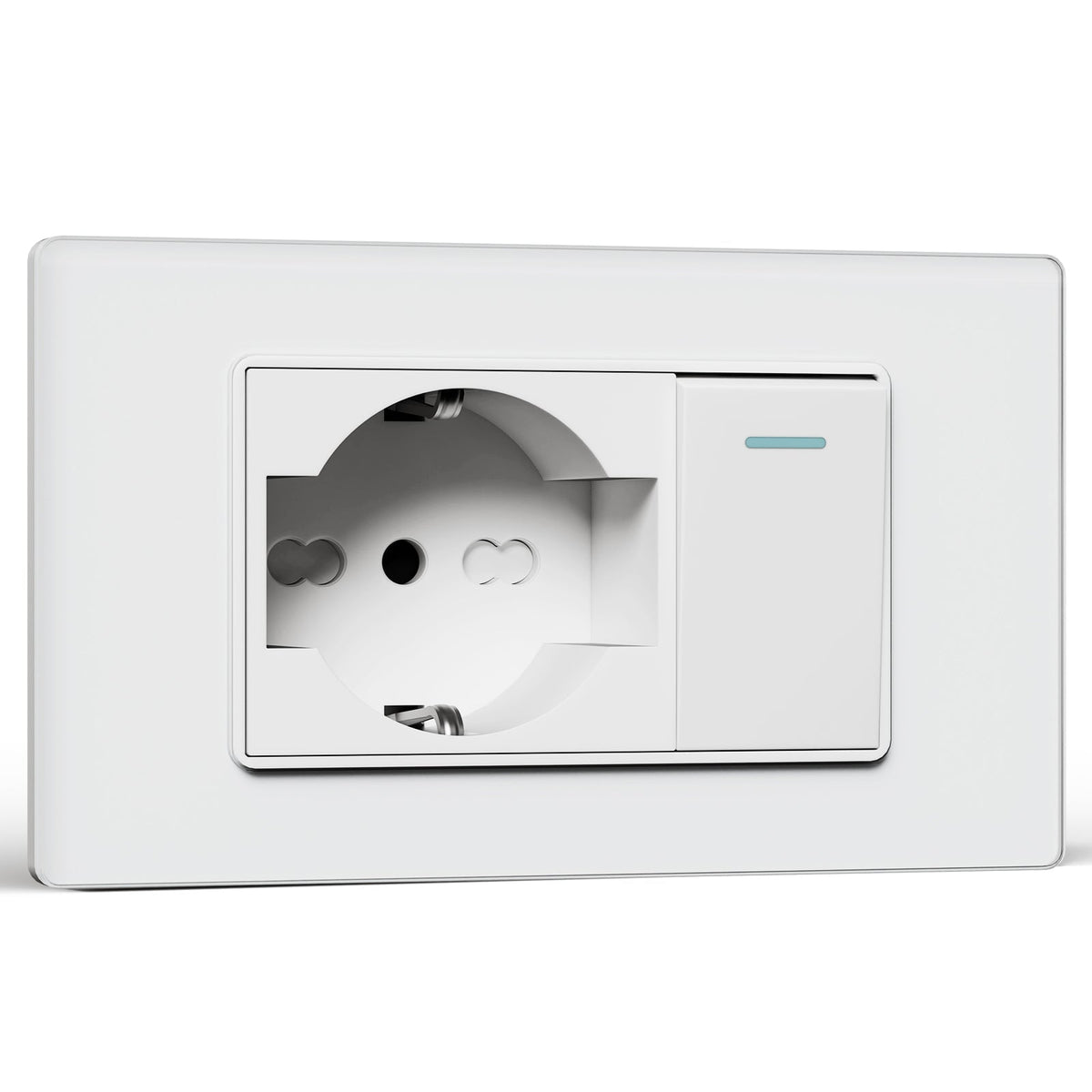 Traditional mechanical Light switch With Socket 16A Wall Plug Applicable in EU and Italy socket Bseedswitch White 1Way