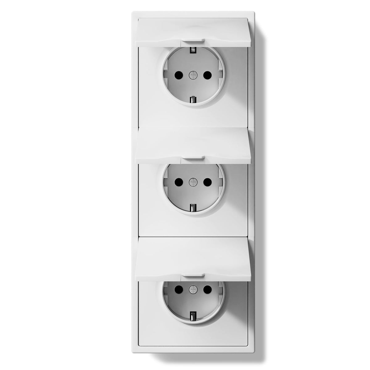 Grand Series EU Wall Sockets with clamping technology With Waterproof Cover plastics Easy Install Socket Power Outlets & Sockets Bseedswitch White Triple