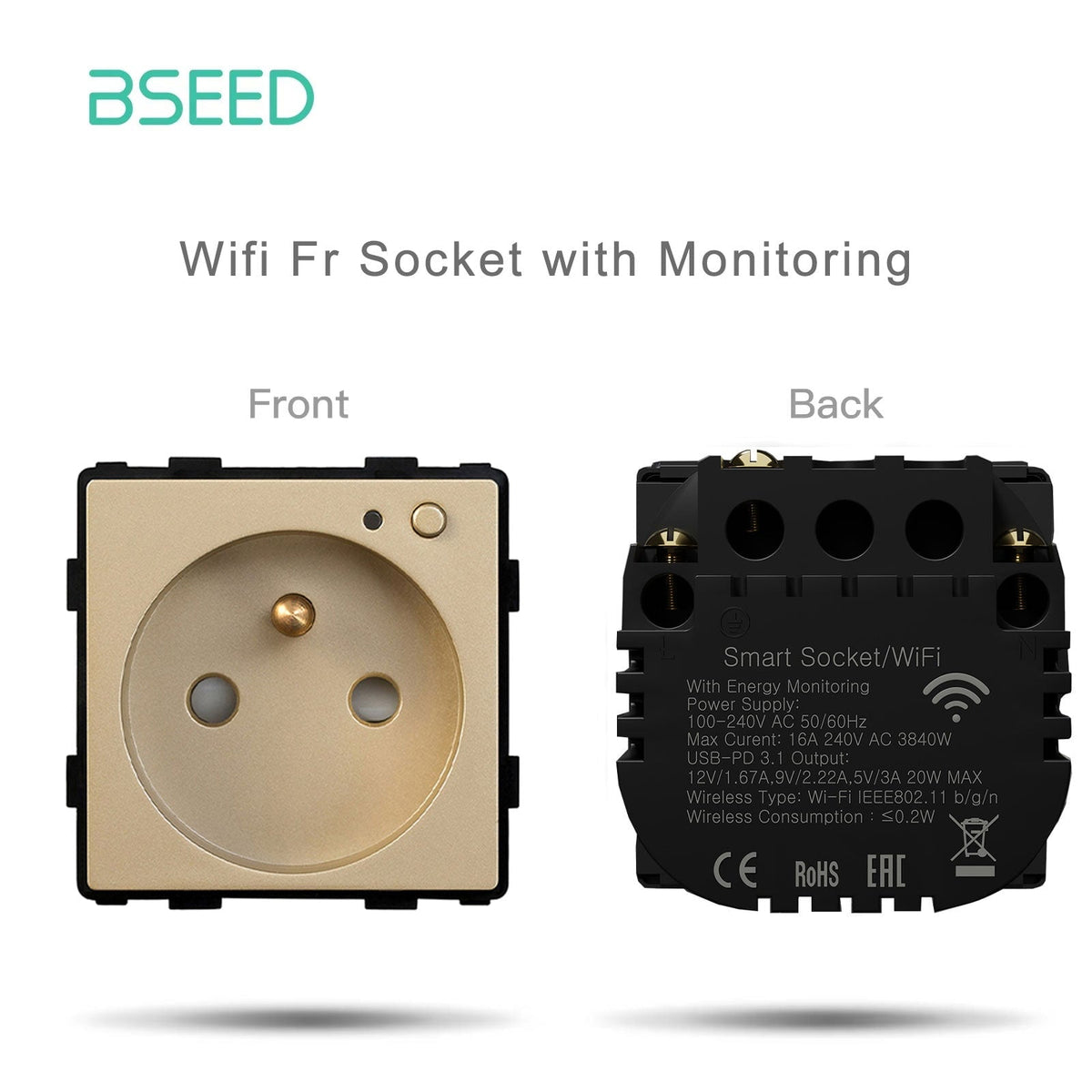 Bseed Crystal Glass Panel Switch Socket Frame Wall Plug Insert Parts DIY Free Combination Gold Color Light Switches Bseedswitch