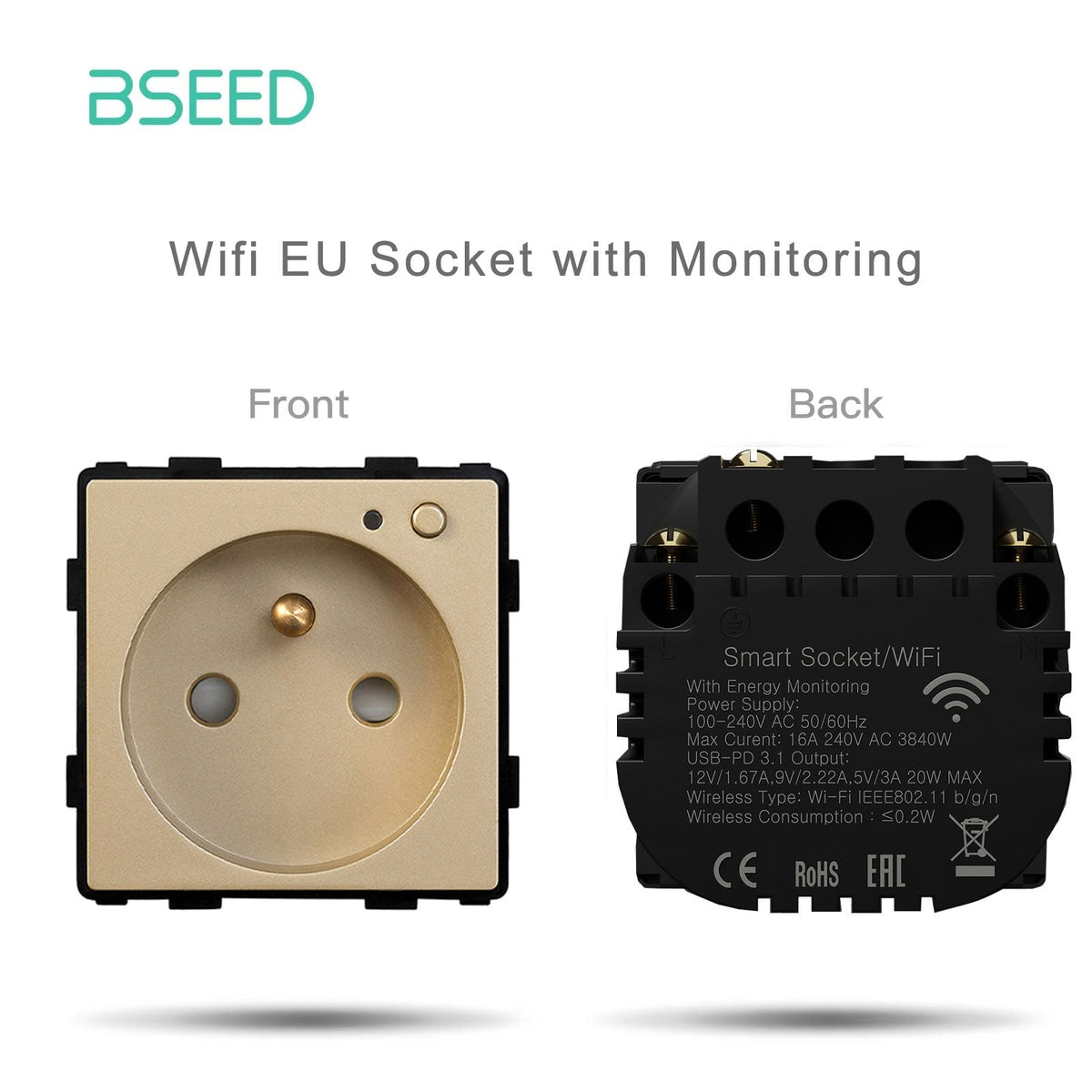 Bseed Crystal Glass Panel Switch Socket Frame Wall Plug Insert Parts DIY Free Combination Gold Color Light Switches Bseedswitch