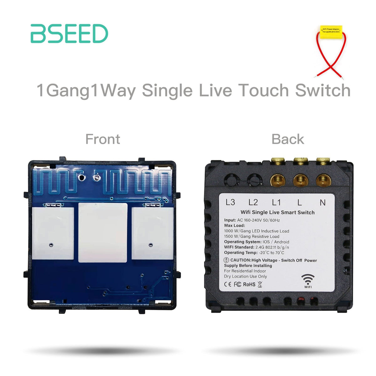 Bseed Live Line Only ZigBee Wifi Light Switch 1/2/3 Way Function Key DIY Parts Light Switches Bseedswitch 1 Gang WiFi