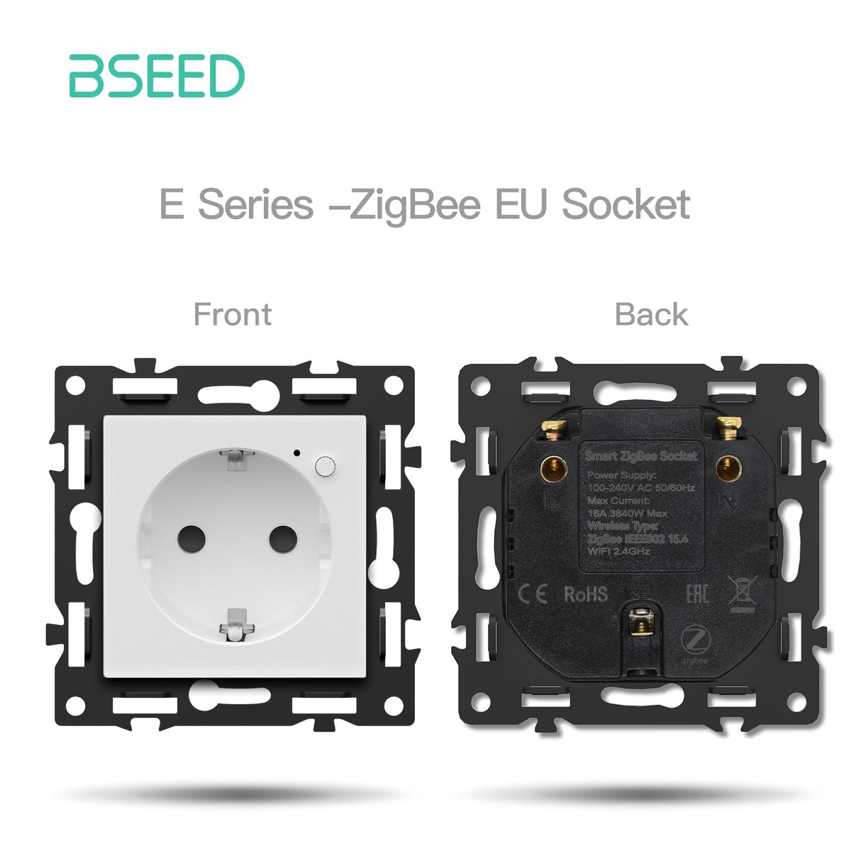 Click Series Smart Zigbee Switch Socket Insert DIY Part Customized Free Combinations White Color Crystal Glass Panel Light Switches Bseedswitch Zigbee Eu socket