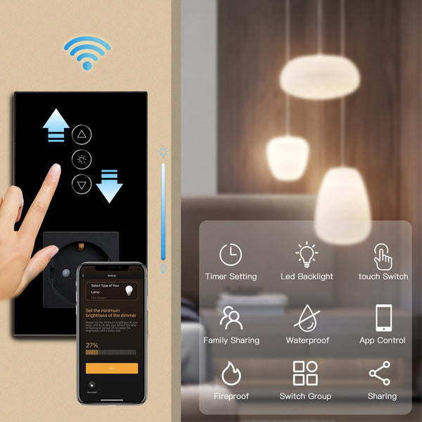 BSEED Smart WiFi Dimmer Light Switch With Normal EU Socket Light Switches Bseedswitch 