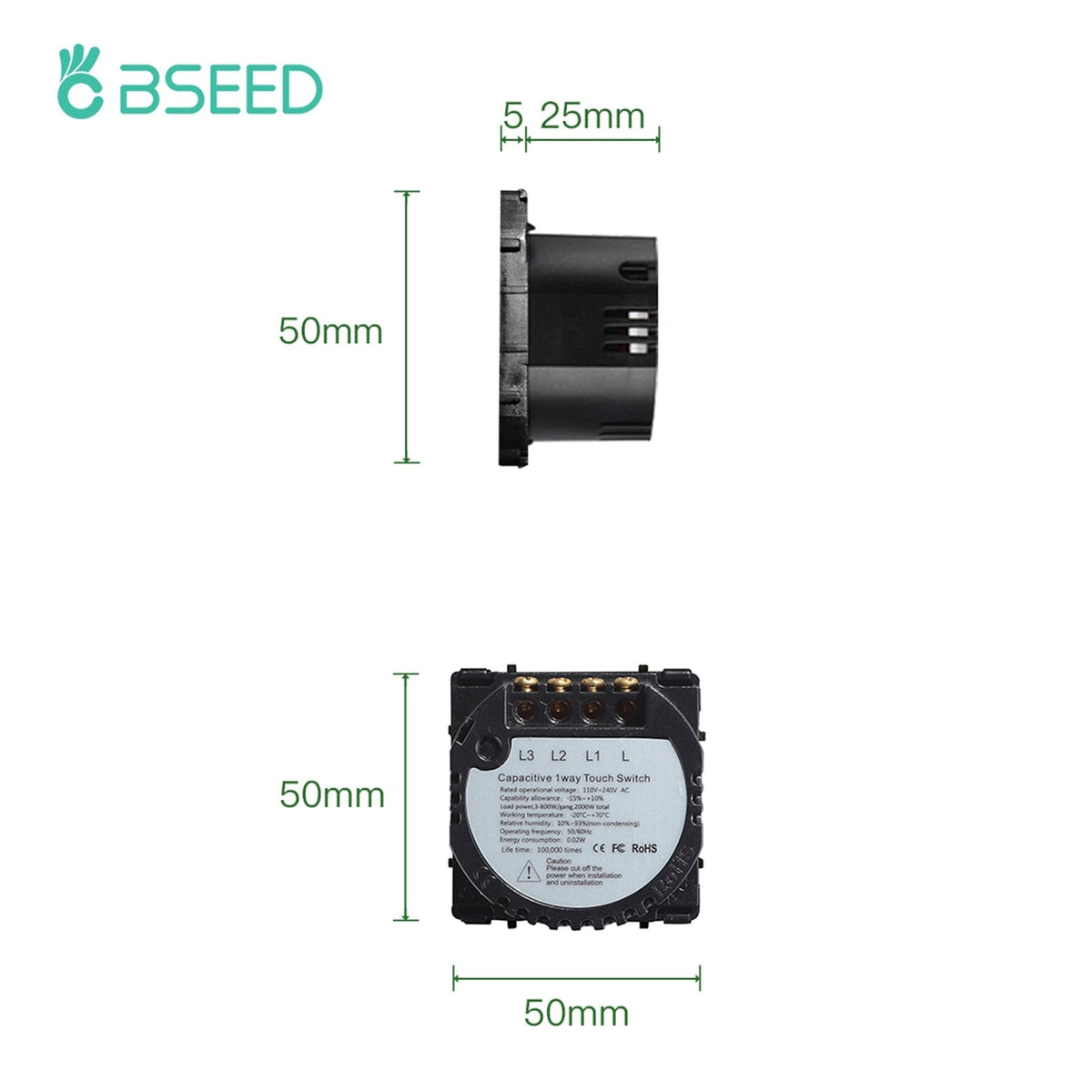 Bseed Light Switch 1/2/3/4 Gang 1 Way Function Key Touch Control 300W Light Switches Bseedswitch