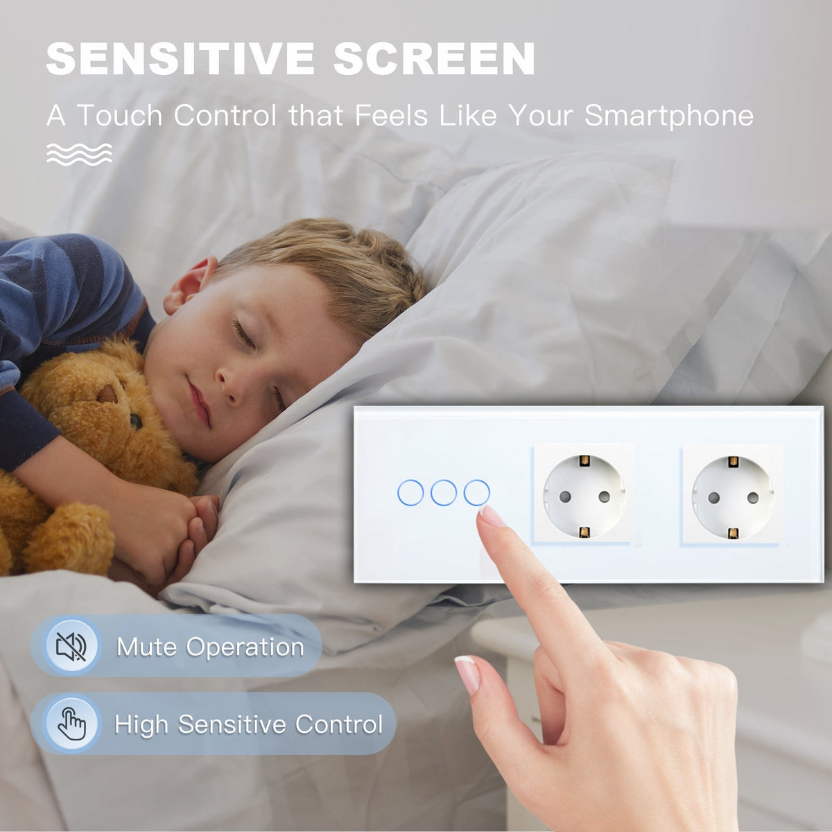 Bseed Smart WiFi 1/2/3 Gang lichtschakelaars met meervoudige bediening en dubbele EU normale standaard wandcontactdozen lichtschakelaars Bseedswitch