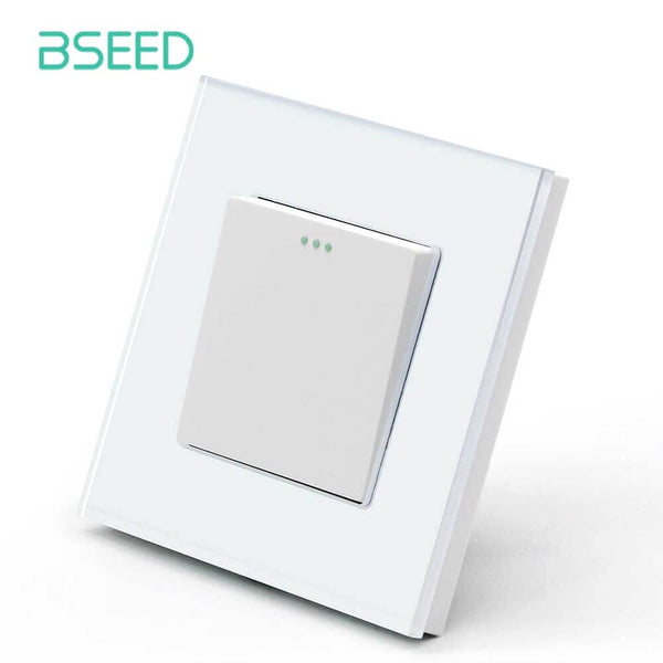 BSEED Wall Switches Automatic Rebound 1/2Gang 1Way Glass Mechanical Light Switches Reset Switches Return to Initial Position Light Switches Bseedswitch White 1Gang 
