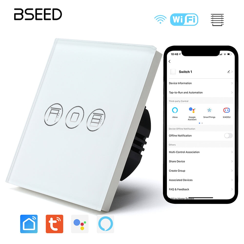 Bseed Smart Wifi Roller Shutter Switch Glass Panel Tuya App Light Switches Bseedswitch 