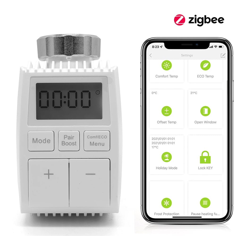 BSEED ZigBee3.0 Thermostatic Valve Smart Radiator Actuator Programmable Temperature Controller 恒温器 Bseedswitch Thermostatic Valve 1Pcs/Pack