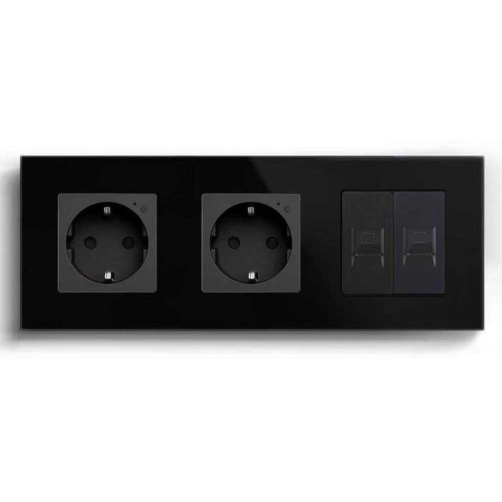 BSEED Product Customization Bseedswitch double zigbee eu socket with double cat6 socket 